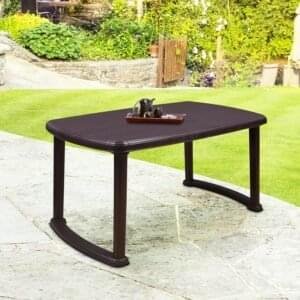 Homiboss Plastic Table | Plastic Dinning Table for Home, Kitchen, Study, Office and Dinner | Multipurpose Table | 6 Seater Table | Brown | Pack of 1 Piece