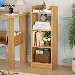 Homiboss Book Shelf for Home - 3 Tier Cube Book Shelves, Engineered Wood Pine